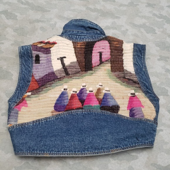 Vintage Robert Comstock Vest Womens 10 Blue Tapestry Denim Sleeveless - Picture 8 of 12
